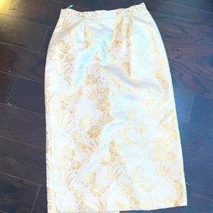 Vintage Gold long straight skirt   Knit fabric. Great condition. Zipper back
